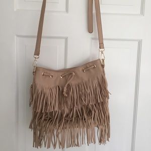 Fringe Crossbody Bag with Gold Hardware